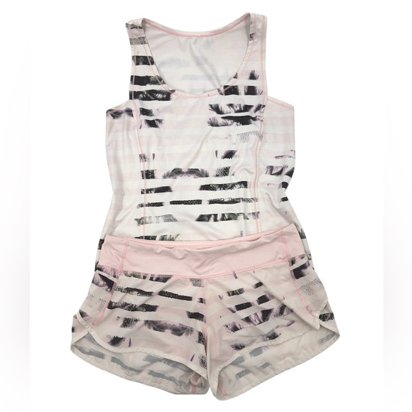 Lululemon SET Run Speed Shorts Sweaty Or Not Tank Size 10 Sunset Blush Quartz - Picture 1 of 16